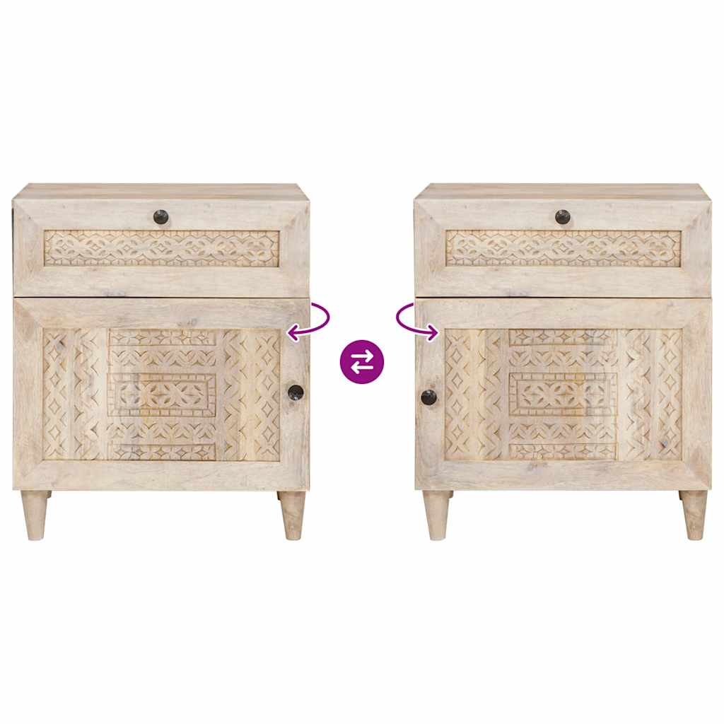 Nattbord med skuff med dør Beige 50 x 33 x 60 cm heltre mango