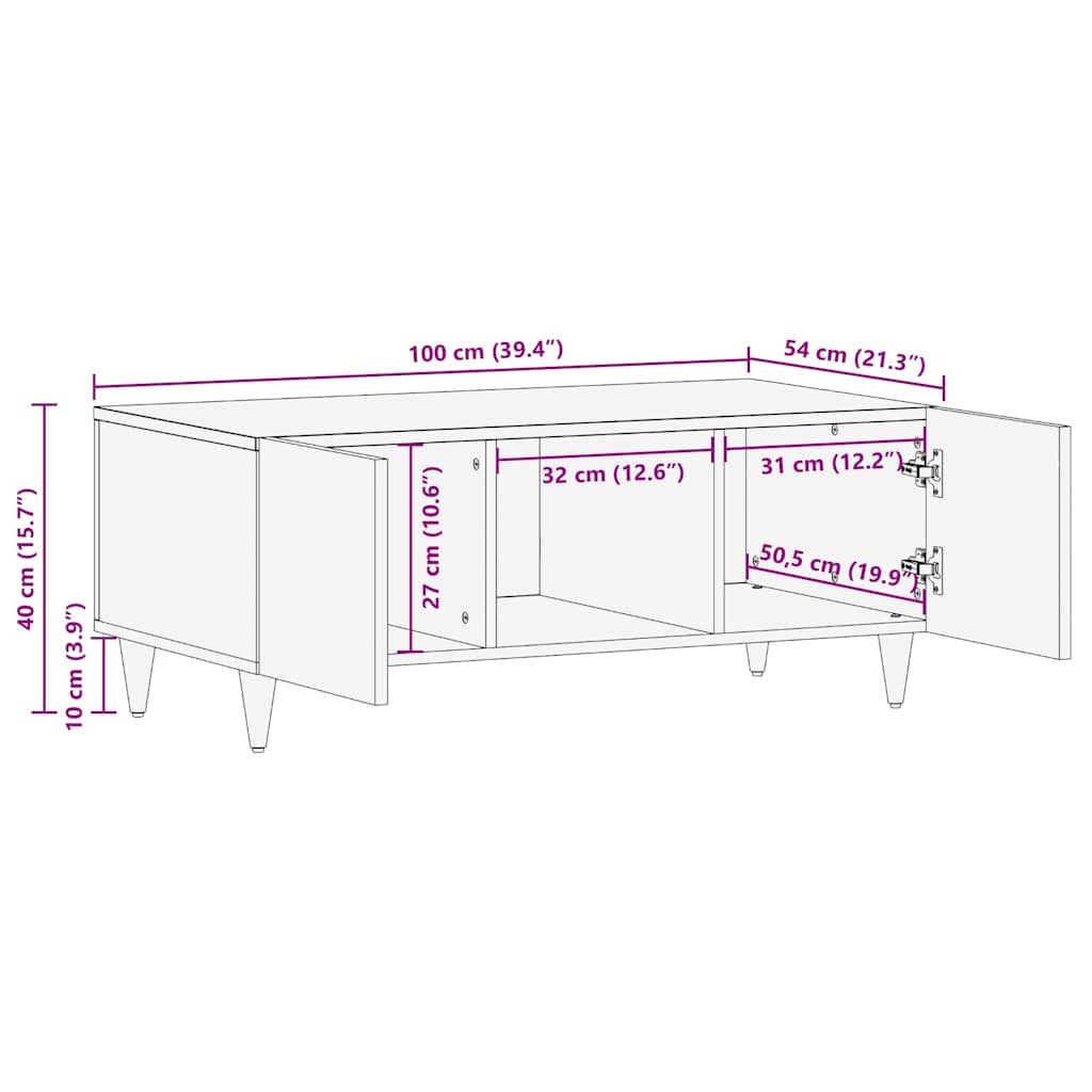 Kaffebord Beige 100 x 54 x 40 cm Konstruert tre