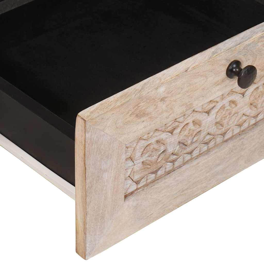 Kaffebord Blek Hvit 80 x 54 x 40 cm Massiv mango tre