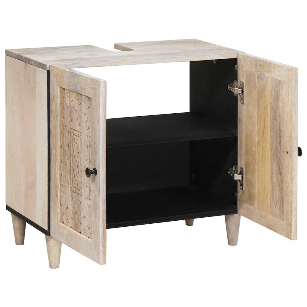 Baderomsskap Veggmontert Hvit 62 x 33 x 58 cm Massiv mangotre