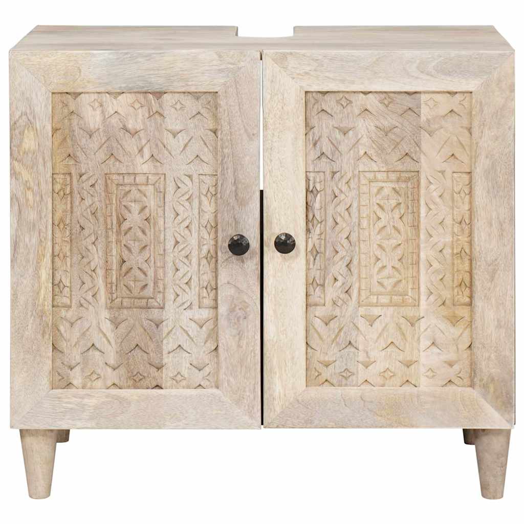 Baderomsskap Veggmontert Hvit 62 x 33 x 58 cm Massiv mangotre