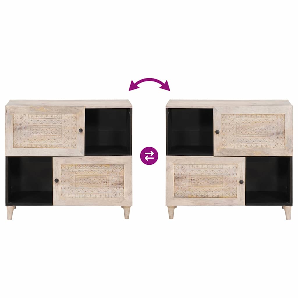 Serviesskap Blek Hvit 80 x 33 x 75 cm Massiv mango tre