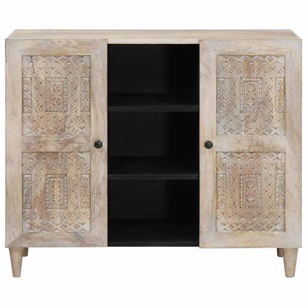 Serviesskap Blek Hvit 90 x 33 x 75 cm Massiv mango tre