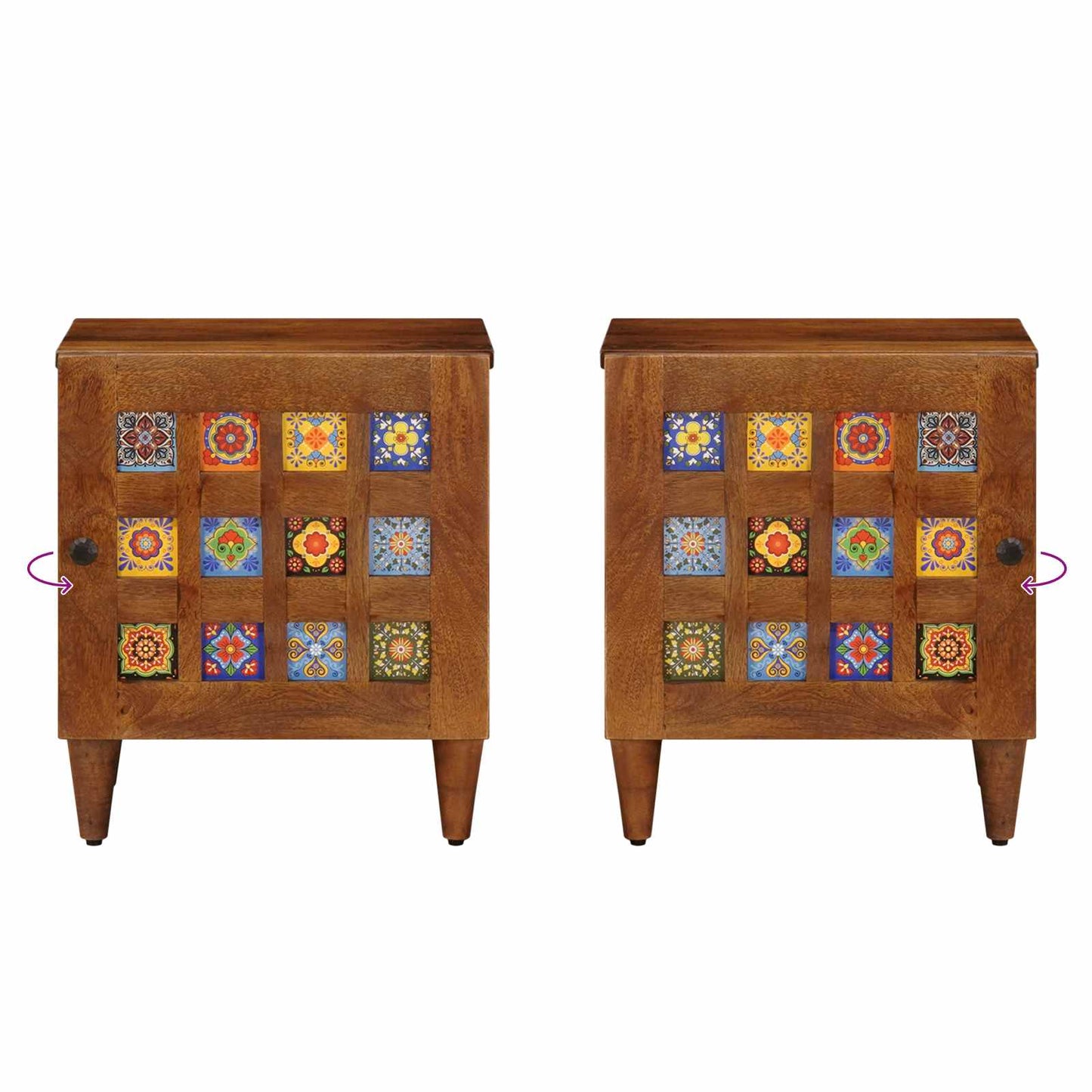 Nattbordskap 2 pcs Brun 40 x 33 x 46 cm Massiv mango tre