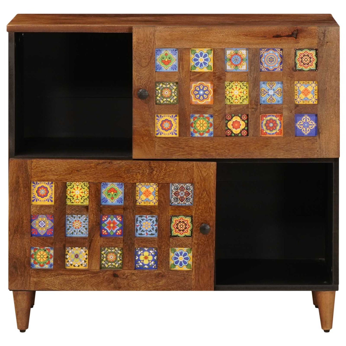 Serviesskap med dør Valnøtt 80 x 33 x 75 cm Massiv mango tre