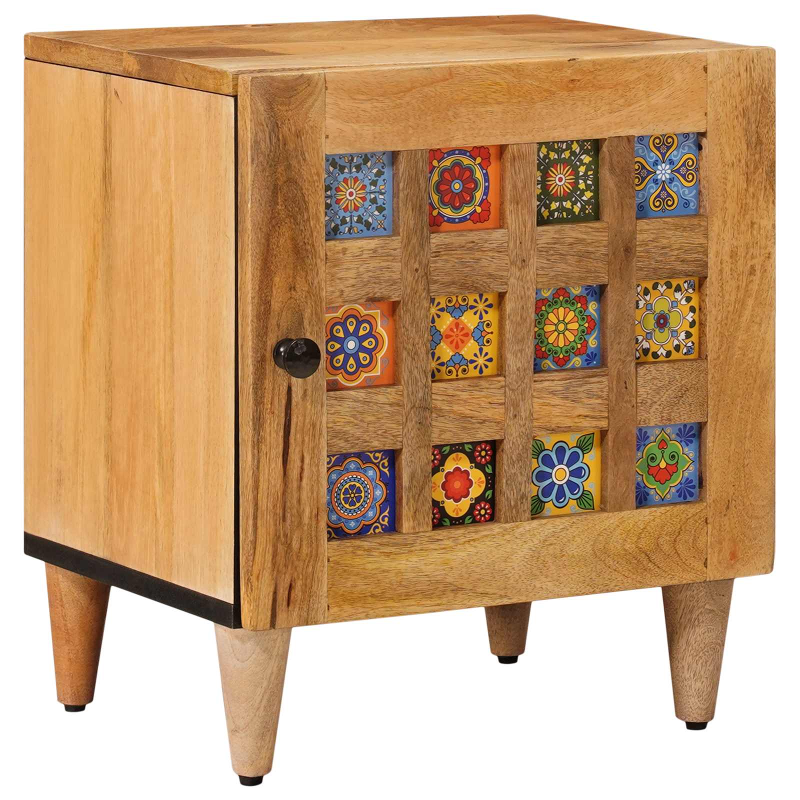 Nattbordskap Naturlig 40 x 33,5 x 46 cm Massiv mango tre vidaXL