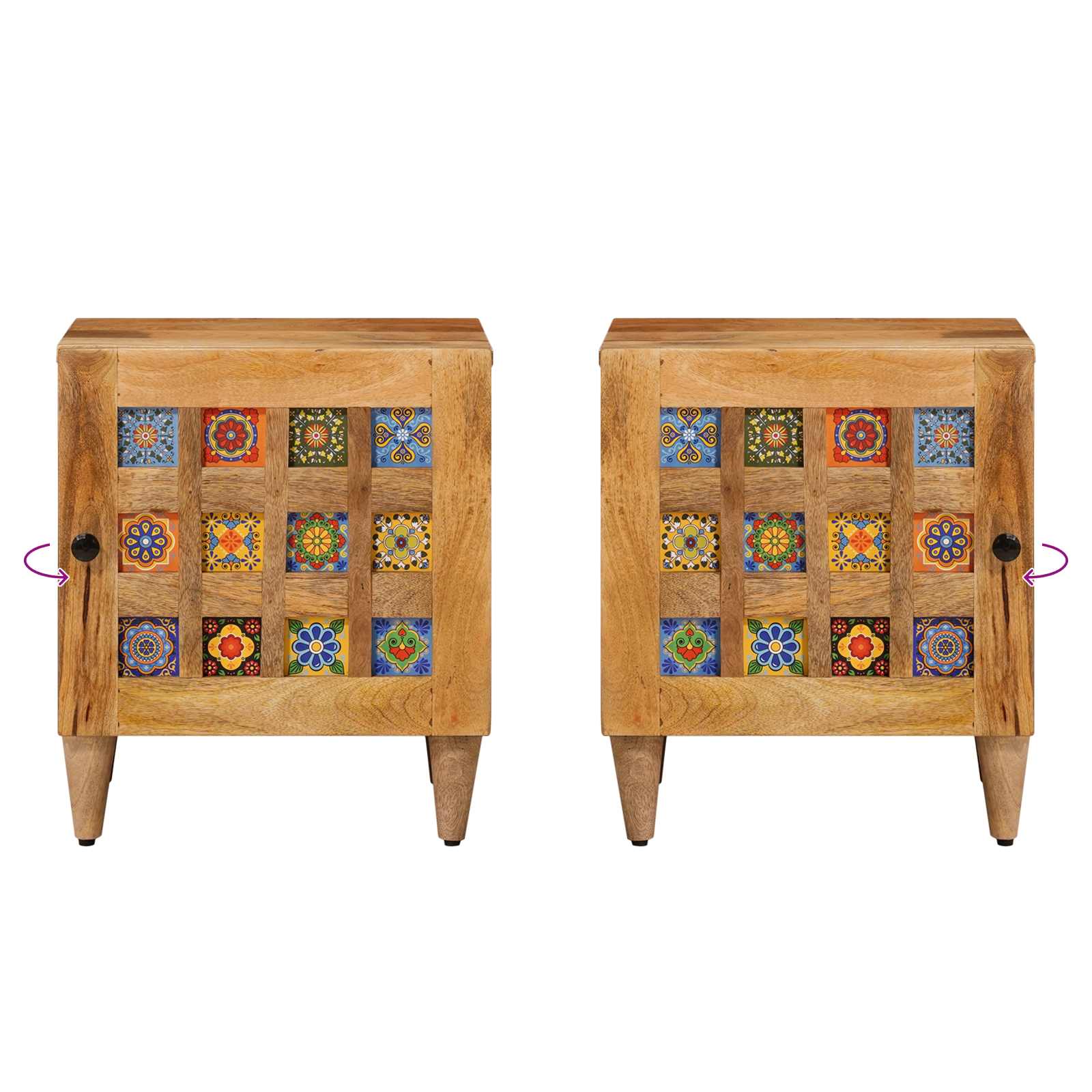 Nattbordskap 2 pcs Naturlig 40 x 33,5 x 46 cm Massiv mango tre vidaXL