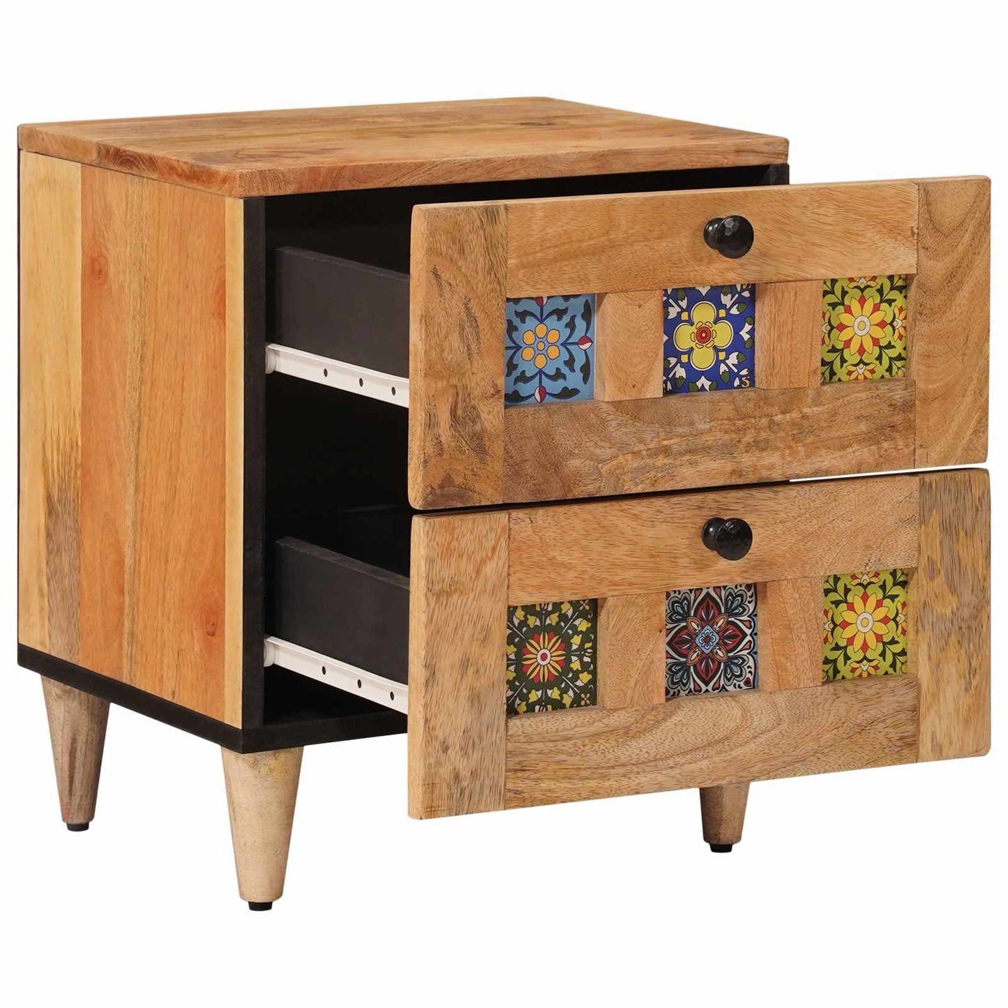 Nattbordskap 2 pcs Naturlig 40 x 33,5 x 46 cm Massiv mango tre vidaXL