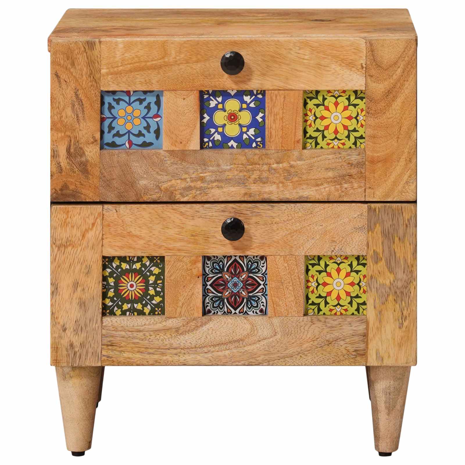 Nattbordskap 2 pcs Naturlig 40 x 33,5 x 46 cm Massiv mango tre vidaXL