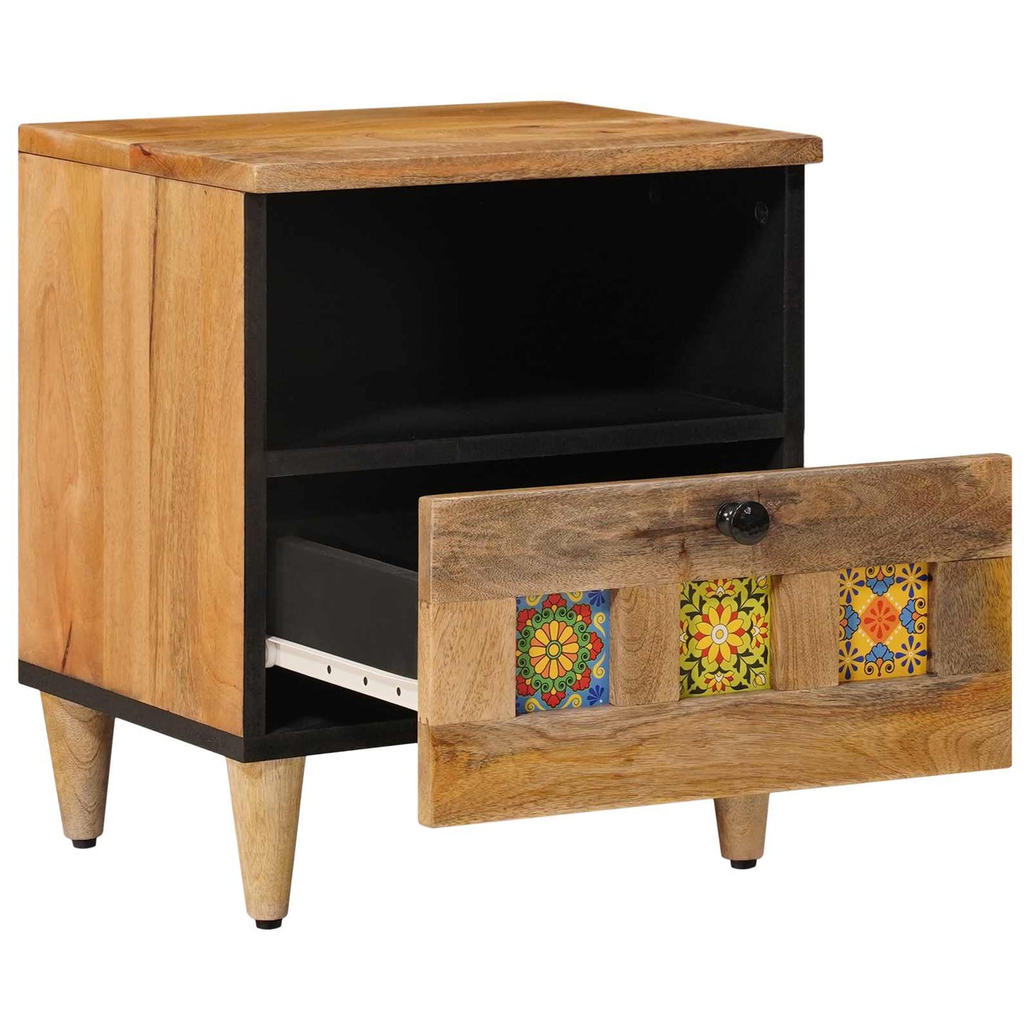 Nattbordskap 2 pcs Naturlig 40 x 33 x 46 cm Massiv mango tre