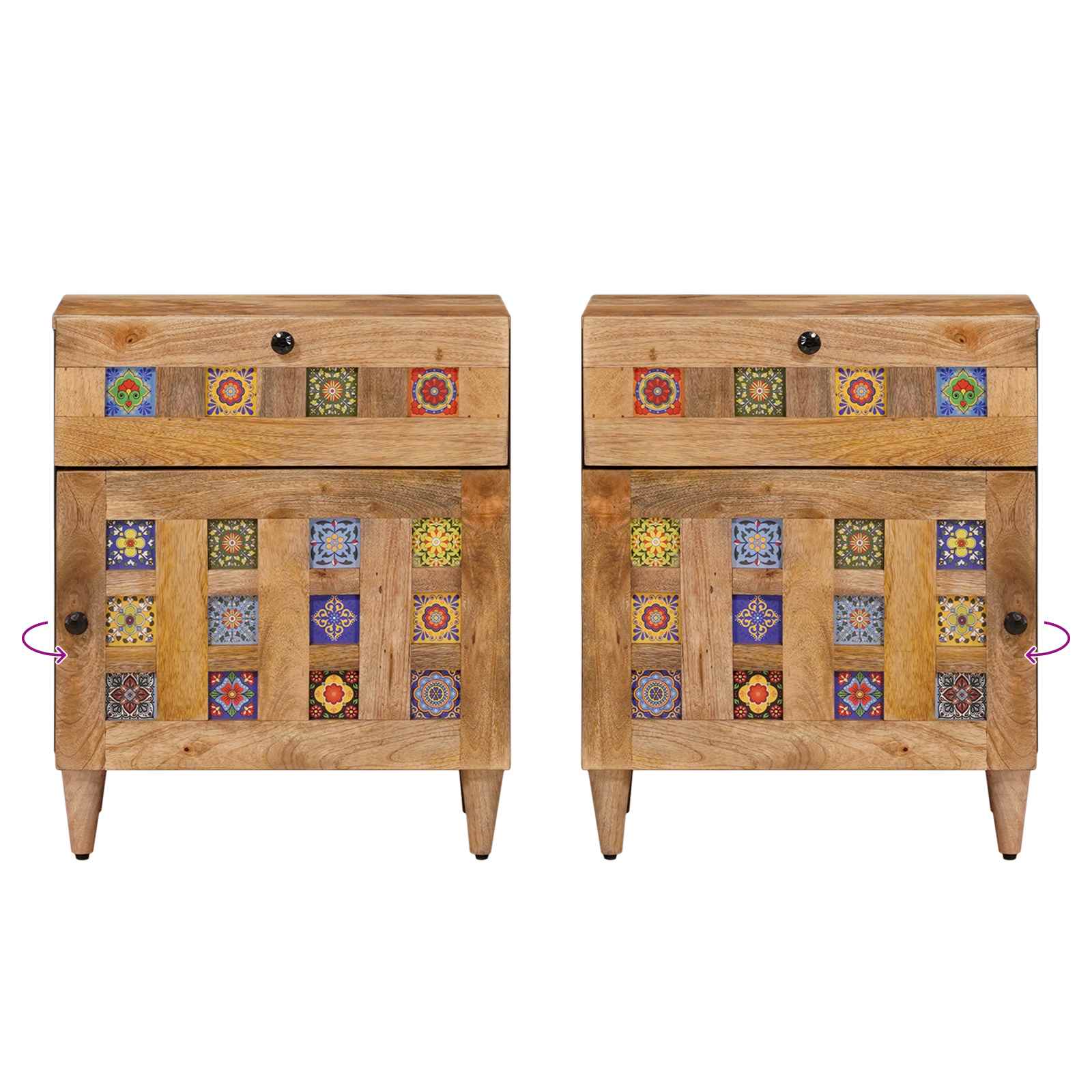 Nattbordskap Naturlig 50 x 33 x 60 cm Massiv mango tre vidaXL