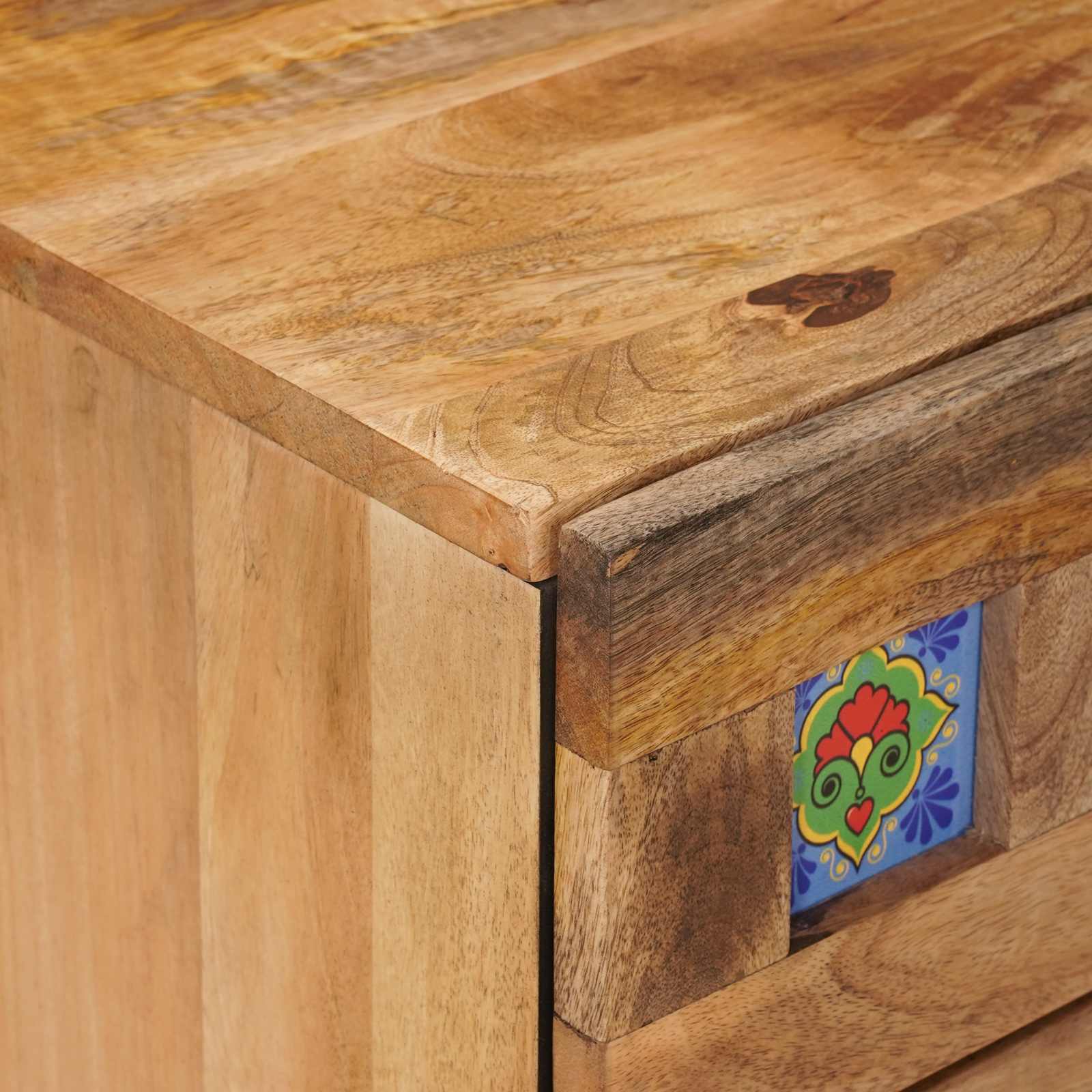 Nattbordskap Naturlig 50 x 33 x 62 cm Massiv mango tre vidaXL