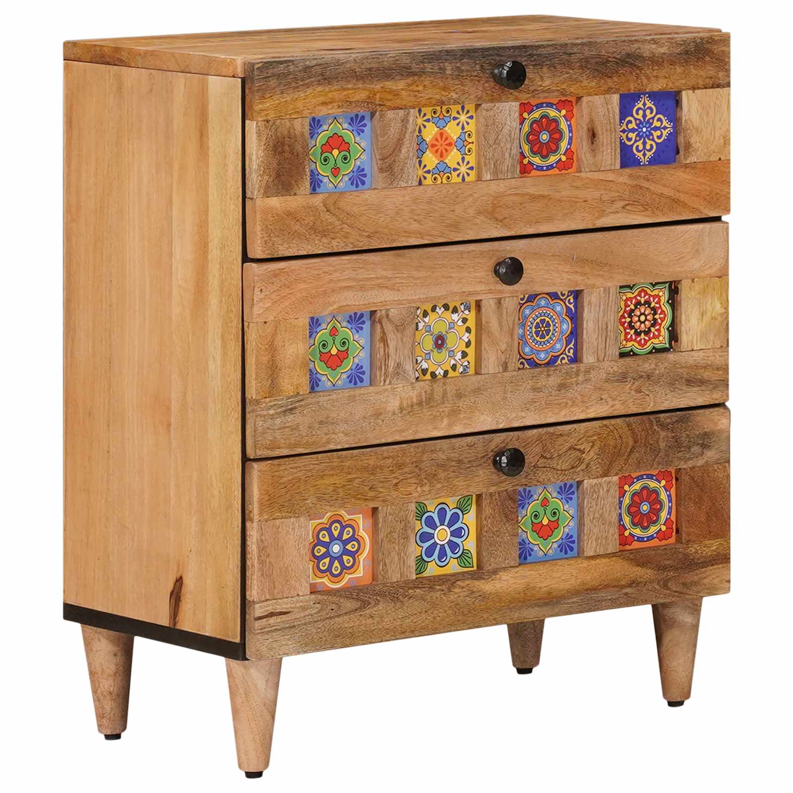 Nattbordskap Naturlig 50 x 33 x 62 cm Massiv mango tre vidaXL