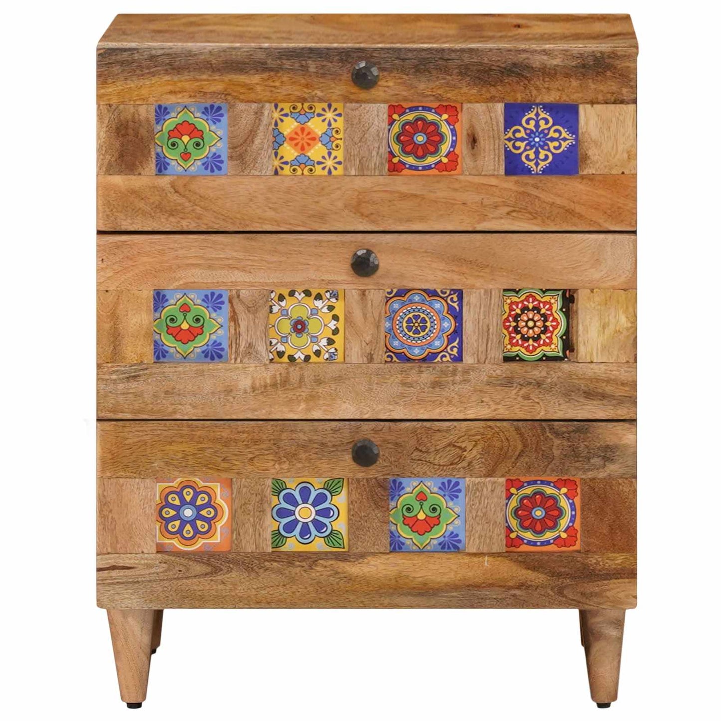 Nattbordskap Naturlig 50 x 33 x 62 cm Massiv mango tre vidaXL