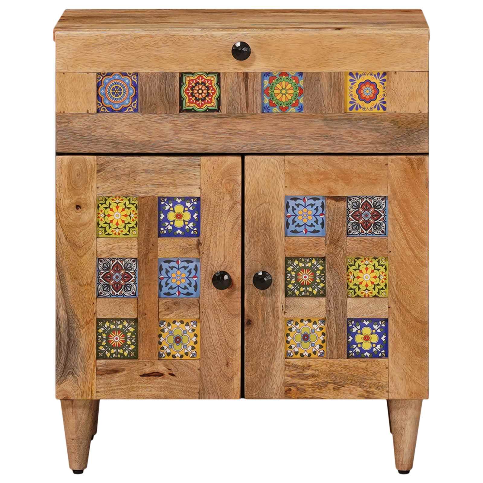 Nattbordskap Naturlig 50 x 33 x 60 cm Massiv mango tre vidaXL