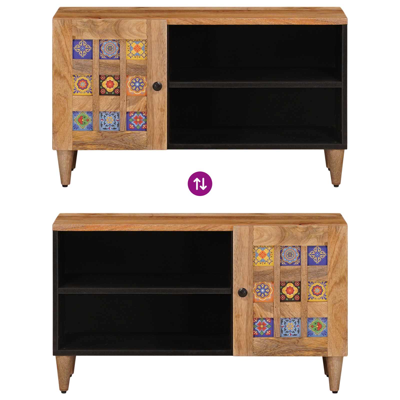 TV-skap med lagring Naturlig 80 x 31,5 x 46 cm Massiv mango tre vidaXL