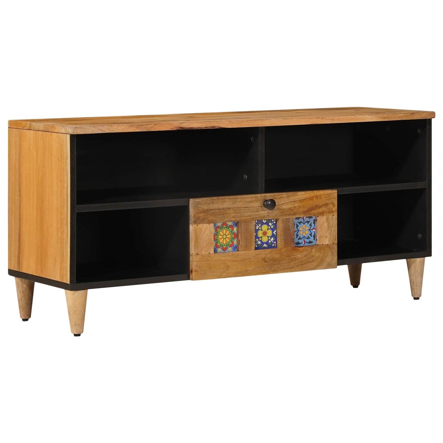 TV-skap med skuff Naturlig 100 x 33,5 x 46 cm Massiv mango tre vidaXL
