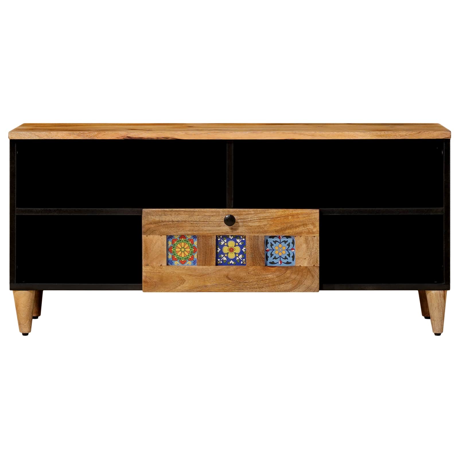 TV-skap med skuff Naturlig 100 x 33,5 x 46 cm Massiv mango tre vidaXL