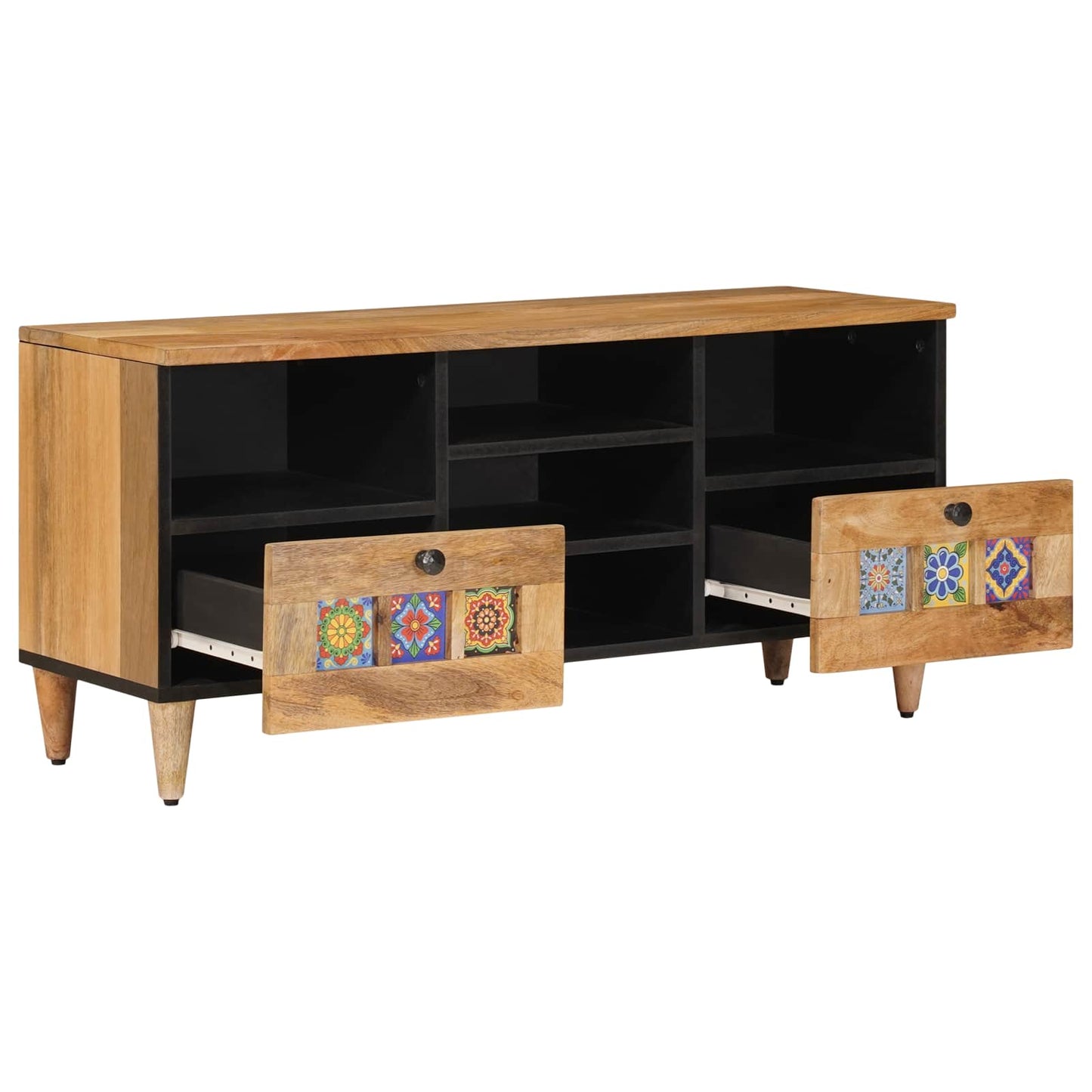 TV-skap med skuff Naturlig 100 x 33,5 x 46 cm Massiv mango tre vidaXL
