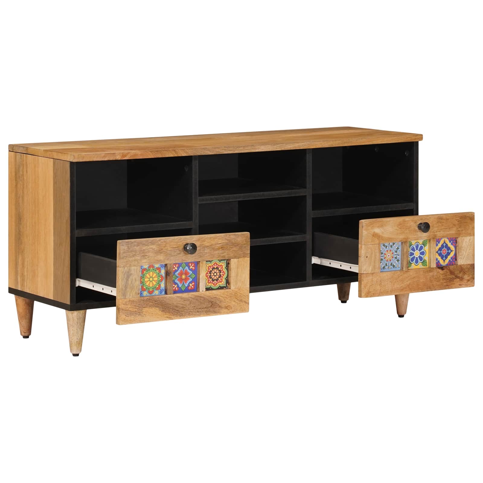 TV-skap med skuff Naturlig 100 x 33,5 x 46 cm Massiv mango tre vidaXL