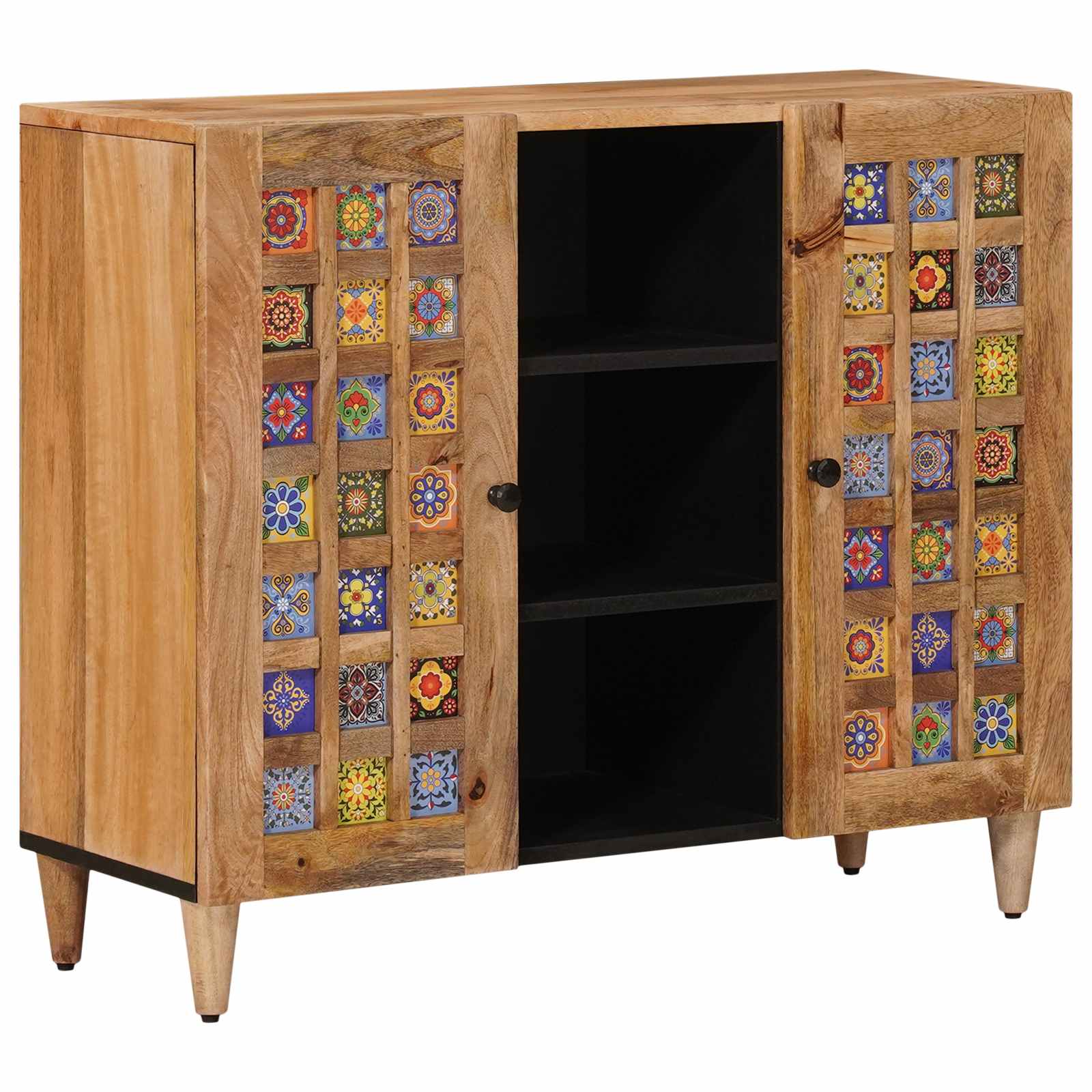 Serviesskap med dør Naturlig 90 x 33,5 x 75 cm Massiv mango tre vidaXL