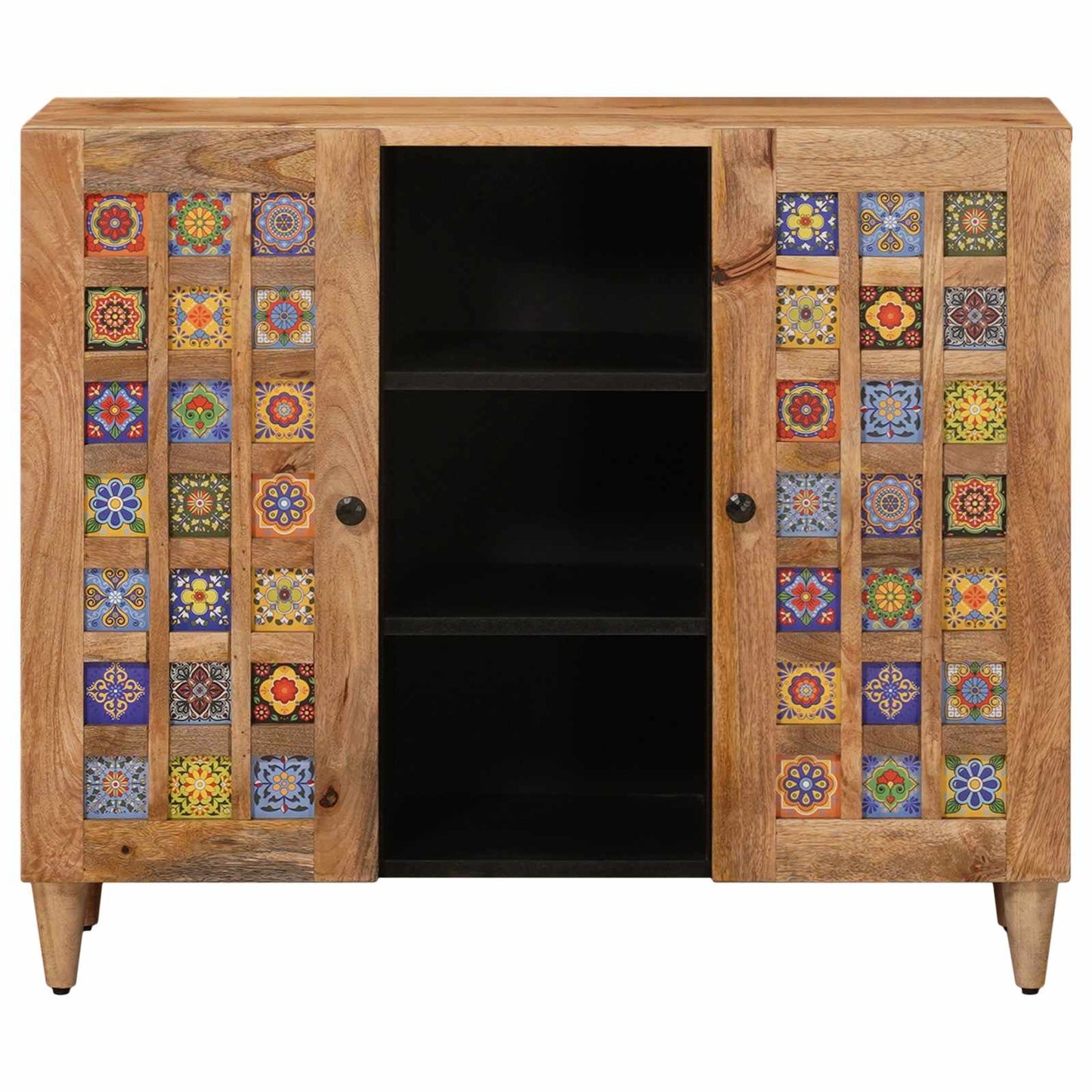 Serviesskap med dør Naturlig 90 x 33,5 x 75 cm Massiv mango tre vidaXL