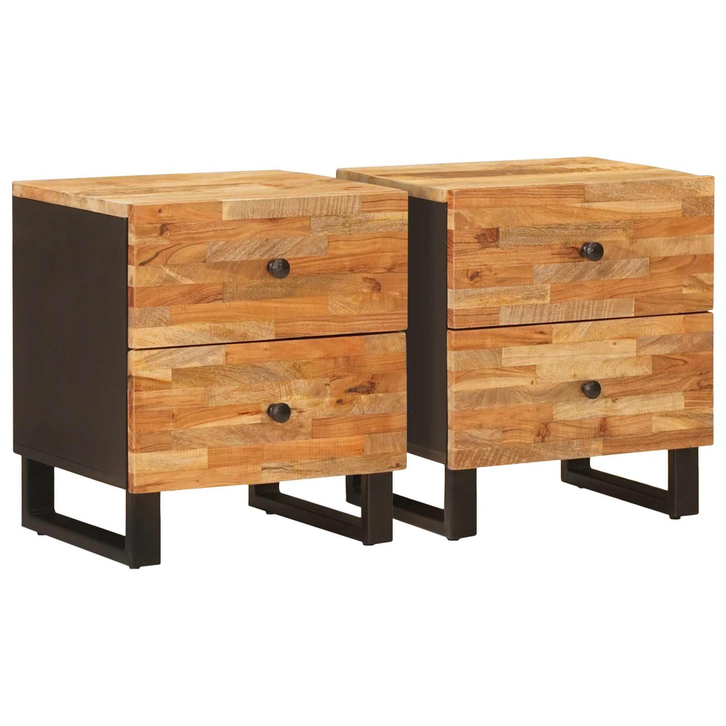Nattbordskap 2 pcs Brun 40 x 33 x 46 cm Massiv mango tre