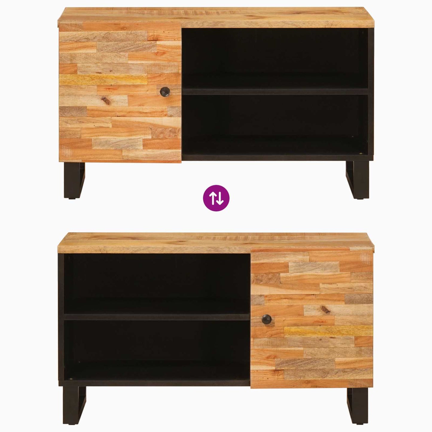 TV-skap med hylle med dør Brun 80 x 33 x 46 cm Massiv mango tre