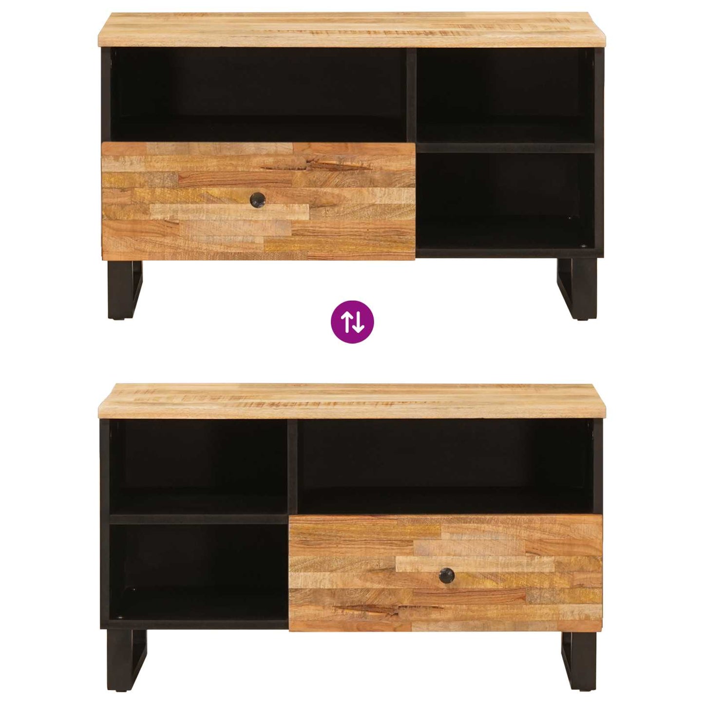 TV-skap med skuff Brun 80 x 33 x 46 cm Massiv mango tre