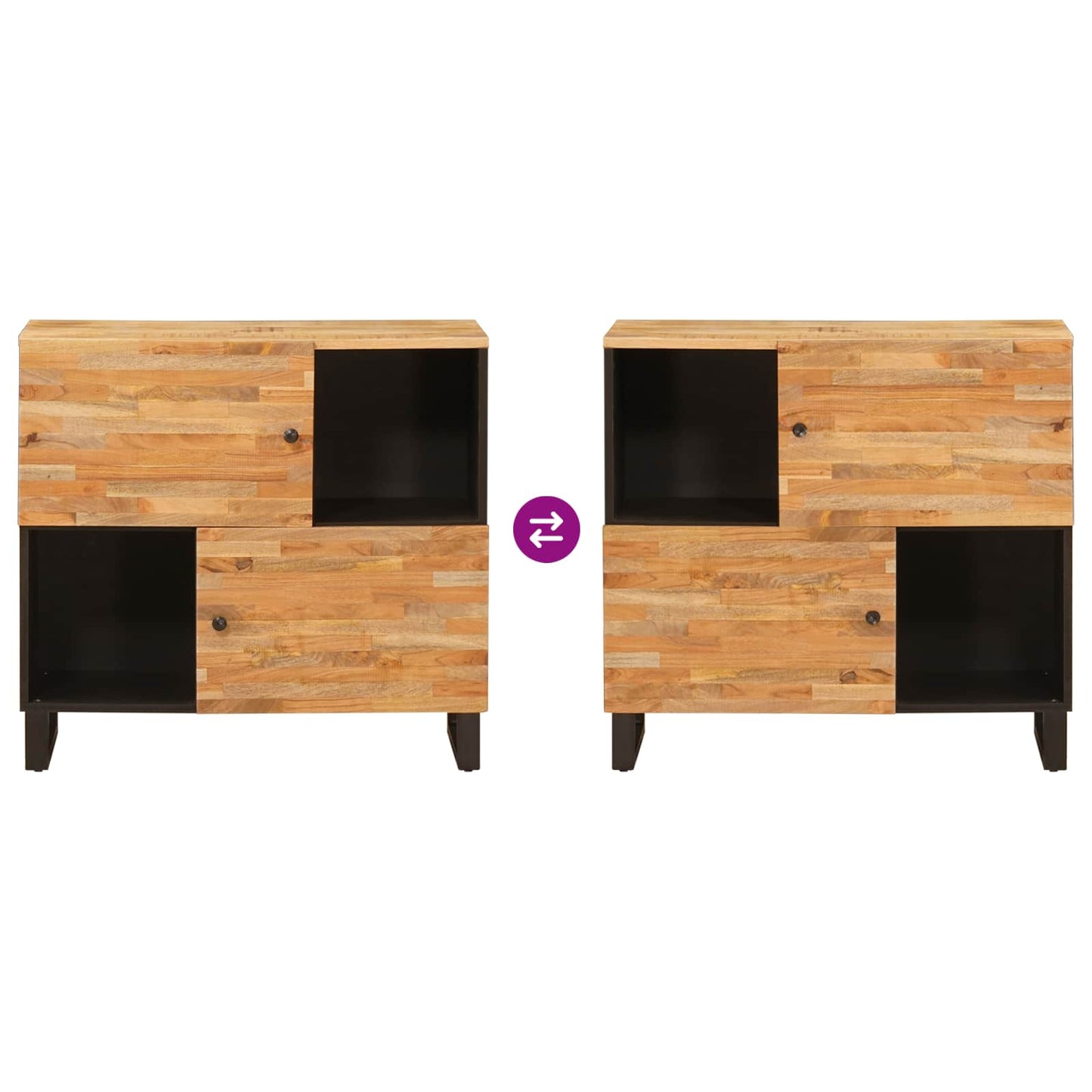 Sideskap med lagring Brun 80 x 33 x 75 cm Massiv mango tre