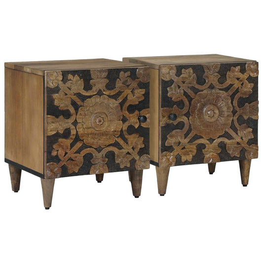 Nattbordskap 2 pcs Brun 40 x 33,5 x 46 cm Massiv mango tre