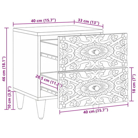 Nattbordskap med skuff Brun 40 x 33,5 x 46 cm Massiv mango tre