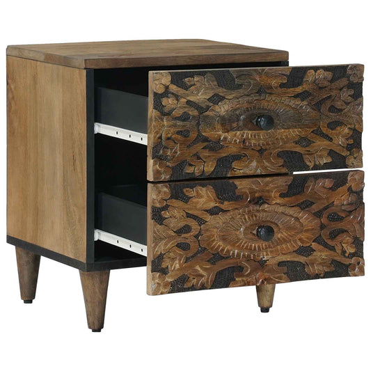 Nattbordskap 2 pcs Brun 40 x 33,5 x 46 cm Massiv mango tre