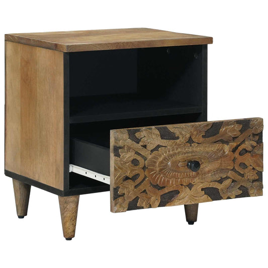 Sengekabinett med skuff Brun 40 x 33 x 46 cm Massiv mango tre