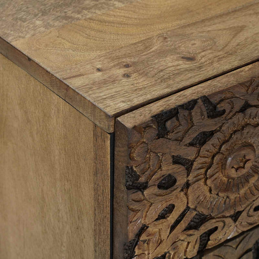 Sengekabinett med skuff Brun 50 x 33 x 60 cm Massiv mango tre