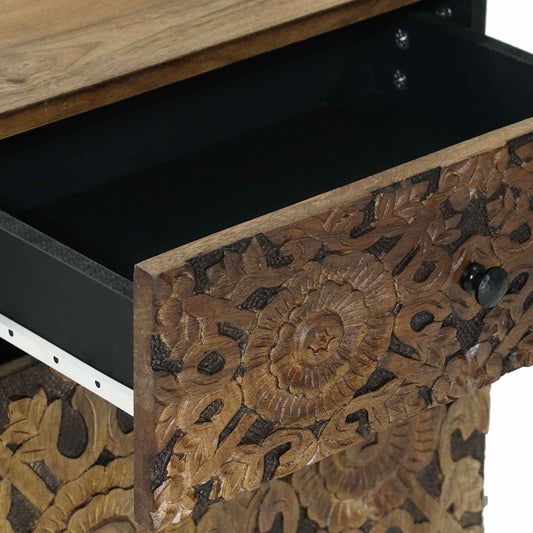 Sengekabinett med skuff Brun 50 x 33 x 60 cm Massiv mango tre