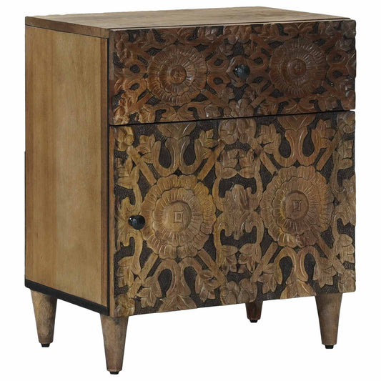 Sengekabinett med skuff Brun 50 x 33 x 60 cm Massiv mango tre