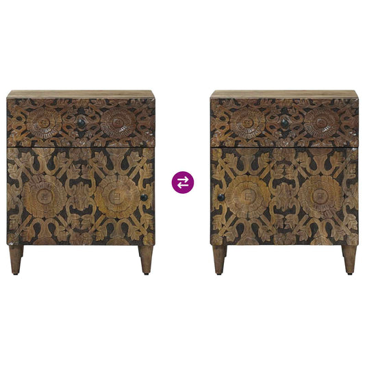 Sengekabinett med skuff Brun 50 x 33 x 60 cm Massiv mango tre