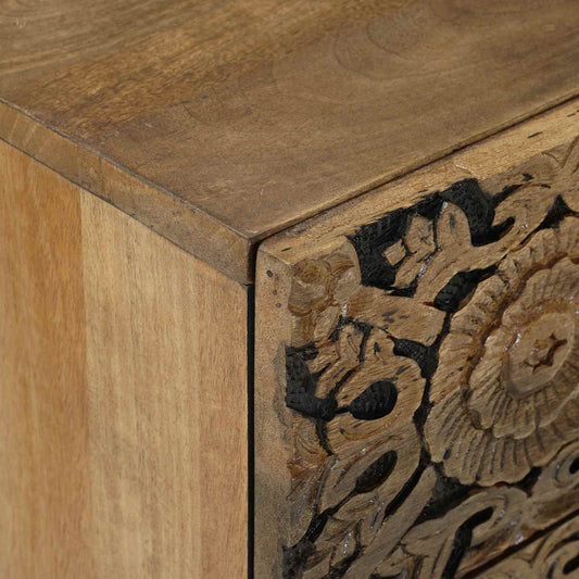 Sengekabinett med skuff Brun 50 x 33 x 60 cm Massiv mango tre