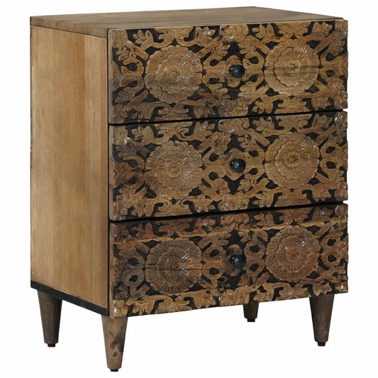 Sengekabinett med skuff Brun 50 x 33 x 60 cm Massiv mango tre