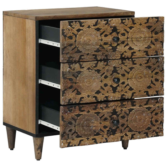 Sengekabinett med skuff Brun 50 x 33 x 60 cm Massiv mango tre