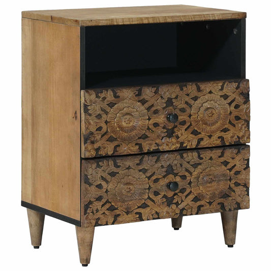 Sengekabinett med skuff Brun 50 x 33 x 60 cm Massiv mango tre