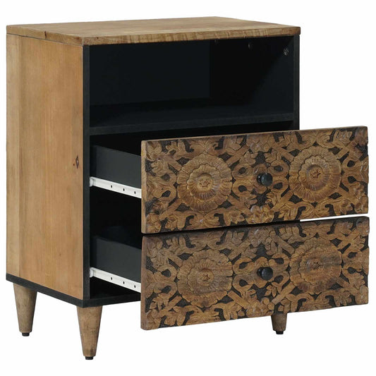 Sengekabinett med skuff Brun 50 x 33 x 60 cm Massiv mango tre