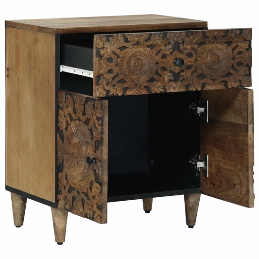 Sengekabinett med skuff Brun 50 x 33 x 60 cm Massiv mango tre