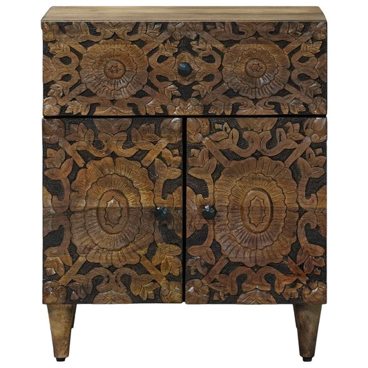 Sengekabinett med skuff Brun 50 x 33 x 60 cm Massiv mango tre