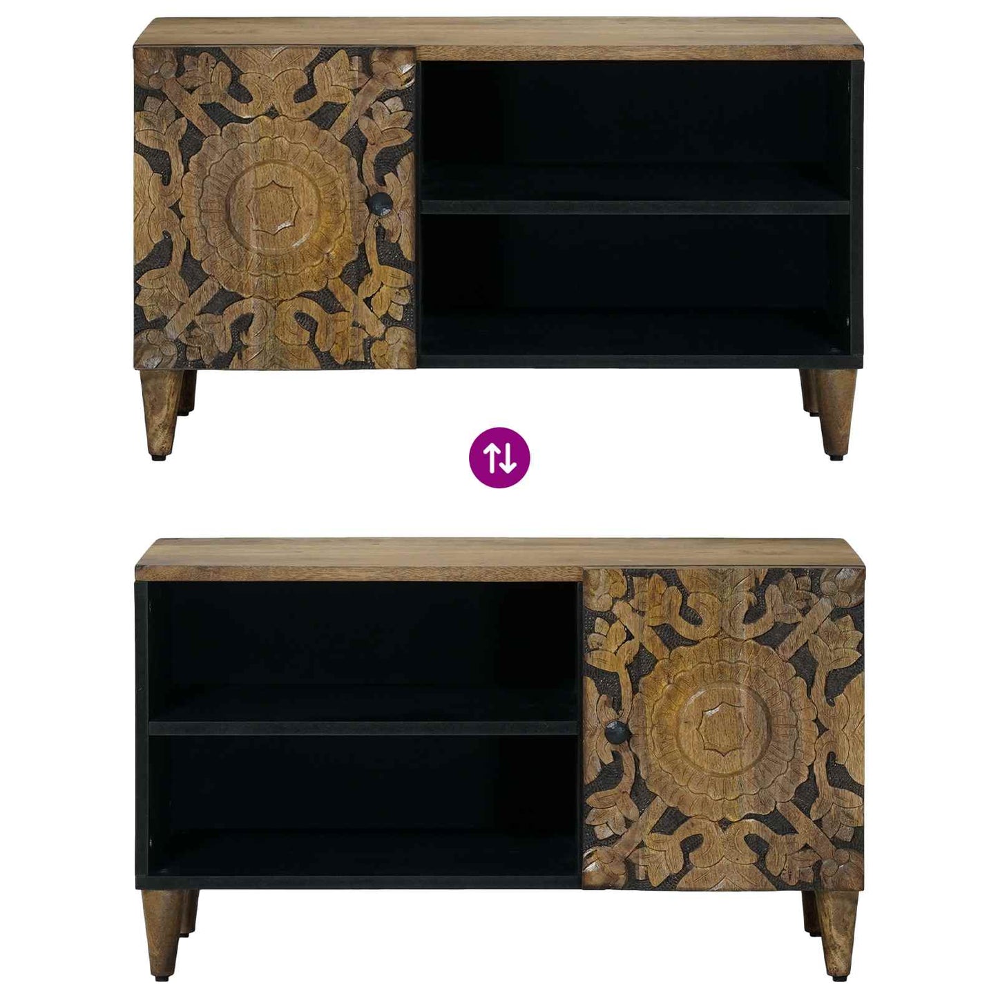 TV-skap med hylle Brun 80 x 31,5 x 46 cm Massiv mango tre