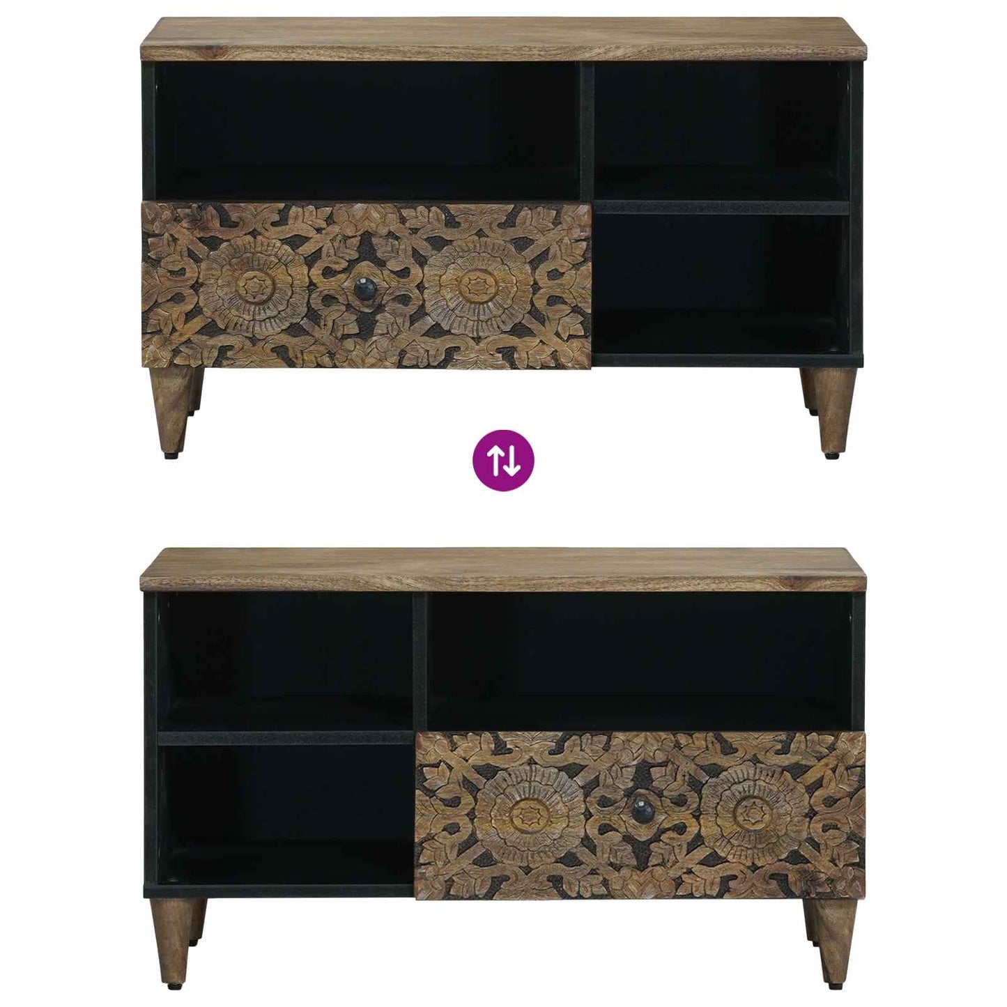 TV-skap med skuff Brun 80 x 33,5 x 46 cm Massiv mango tre