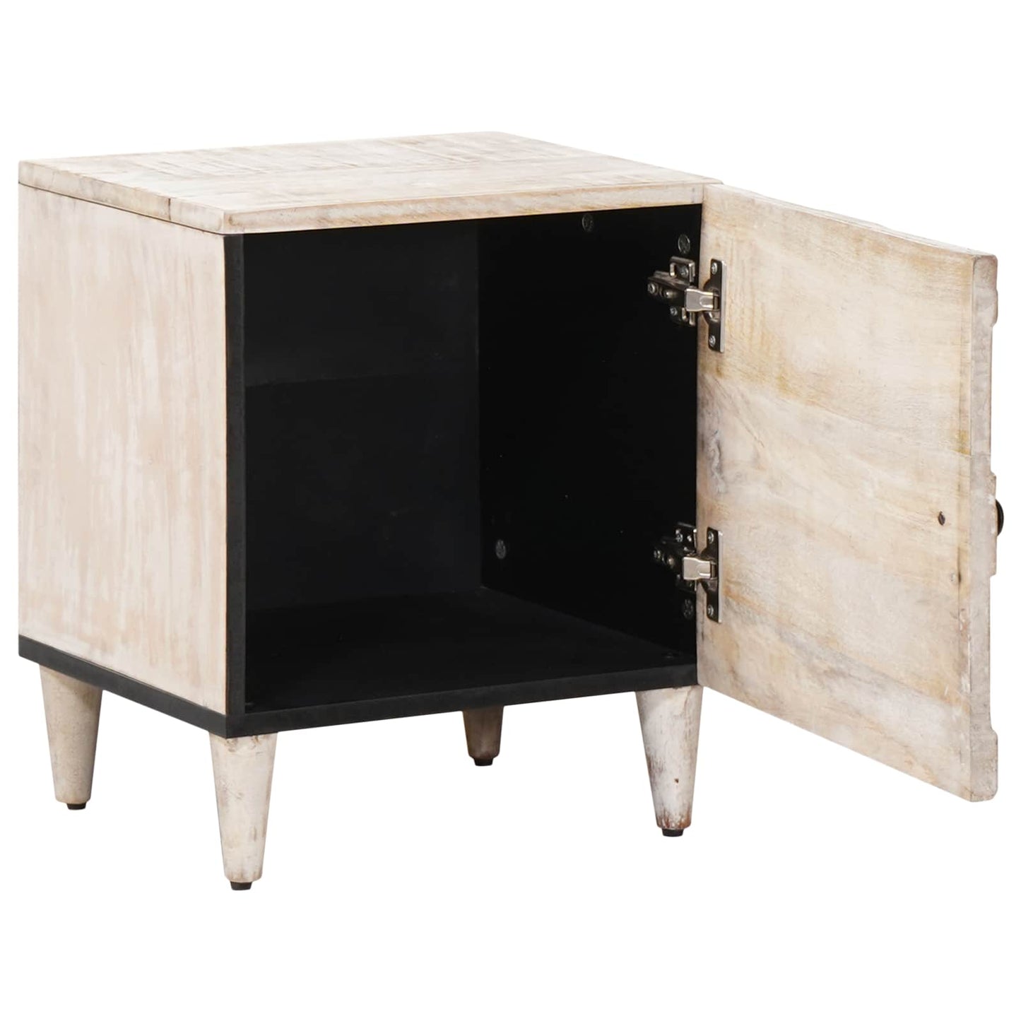 Nattbordskap Hvit 40 x 33,5 x 46 cm Massiv mango tre