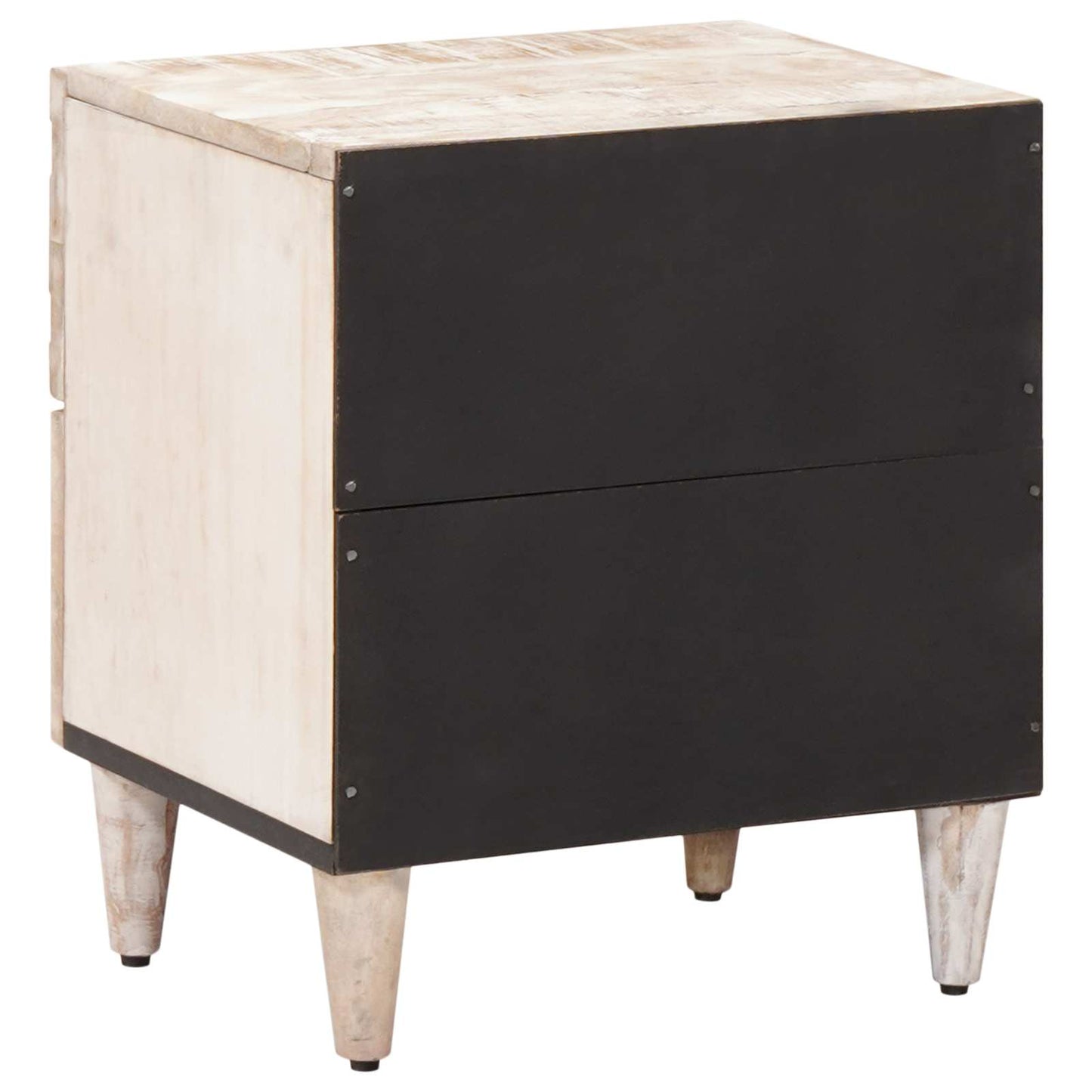 Nattbordskap med skuff Hvit 40 x 33,5 x 46 cm Massiv mango tre