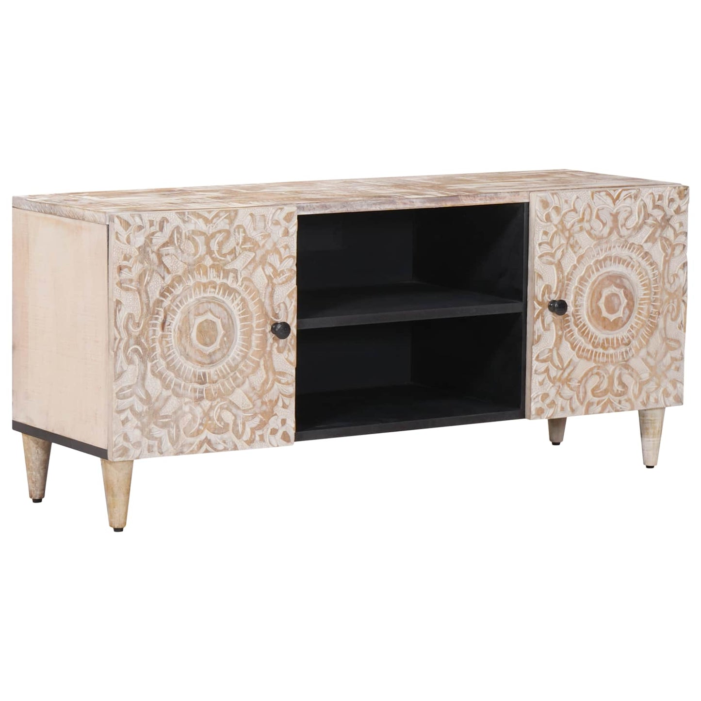 TV-skap med lagring Hvit 105 x 33,5 x 46 cm Massiv mango tre